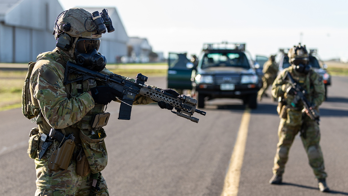 Army soldiers on a vehicle check point