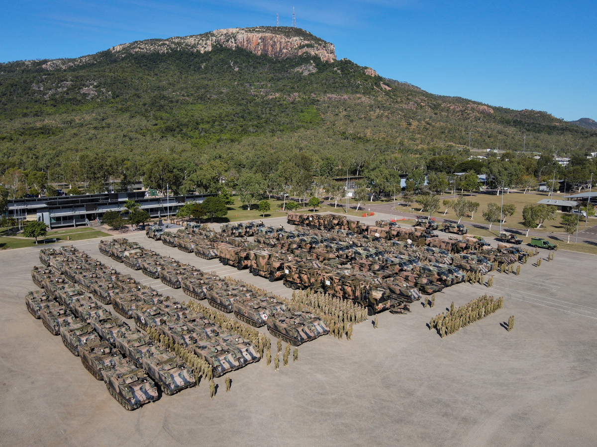 Australian Army soldiers from the 3rd Brigade, prepare to deploy on Exercise Brolga Run 22 at Lavarack Barrack, Queensland.