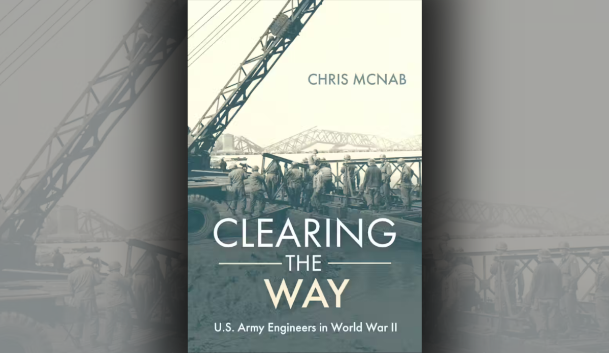 Cover of book, Clearing the Way, by Chris McNab, with the cover art faded in the background.