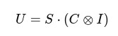 U = S · (C ⊗ I), represents application of coin operator (C) followed by shift operator (S), where I is identity operator acting on position space and ⊗ denotes tensor product. The coin operator creates a superposition of possible directions, while the shift operator moves the quantum walker according to the coin state. Together, these operations govern the evolution of a discrete-time quantum walk and form the basis of many quantum algorithms and quantum simulation methods.