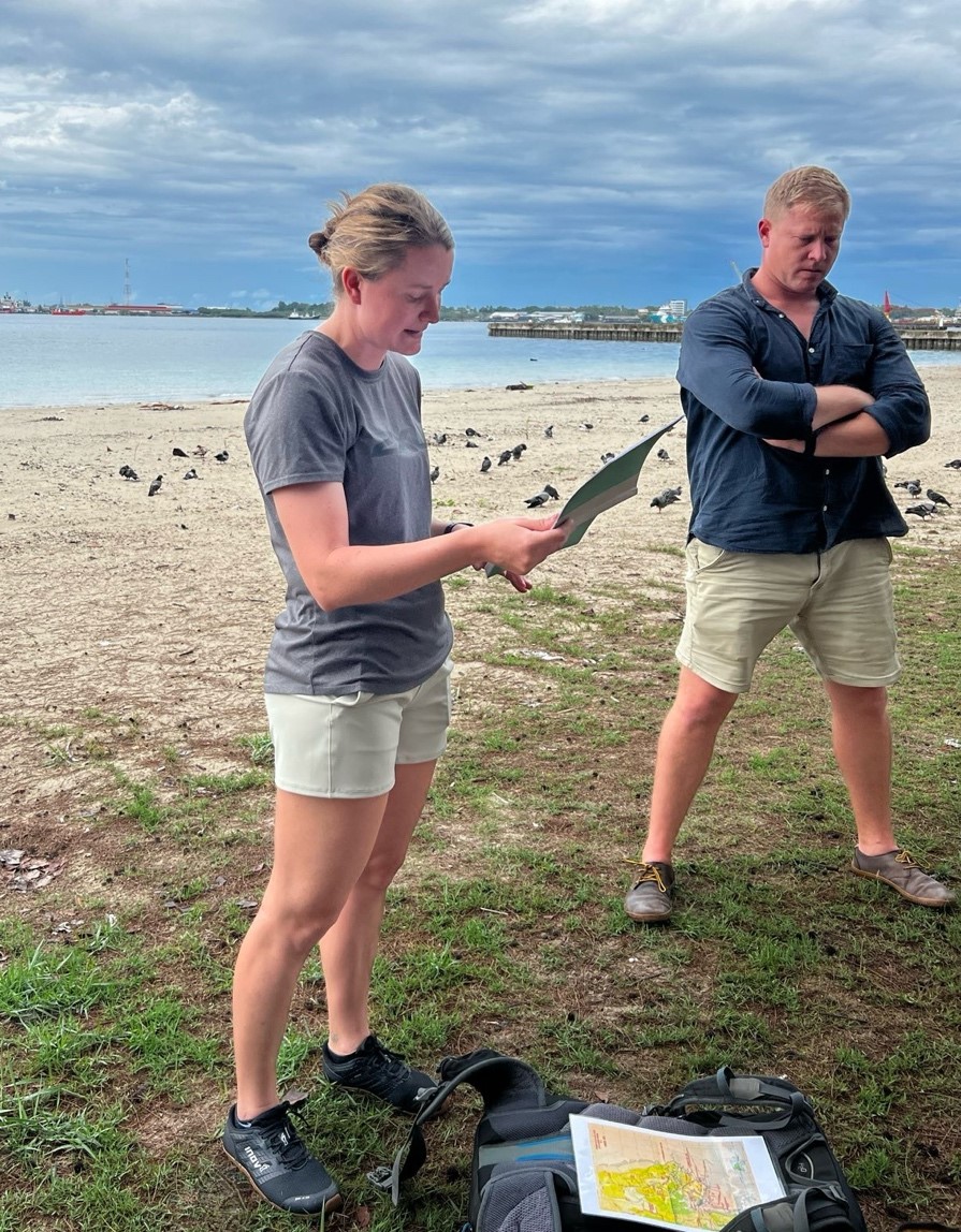 Photograph of staff ride briefing Brown Beach, Labuan