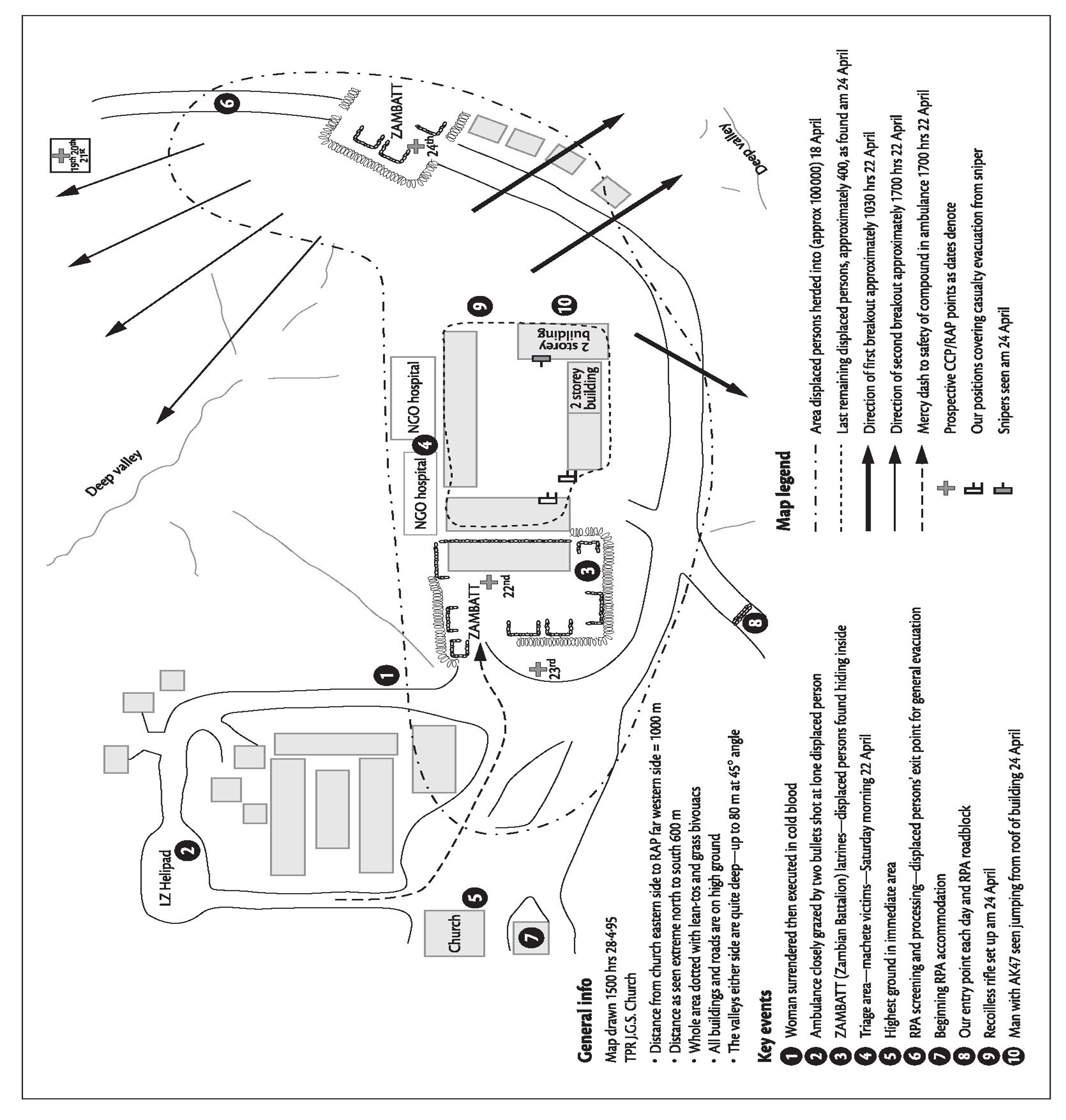 Sketch Map of Kibeho Camp, April 1995