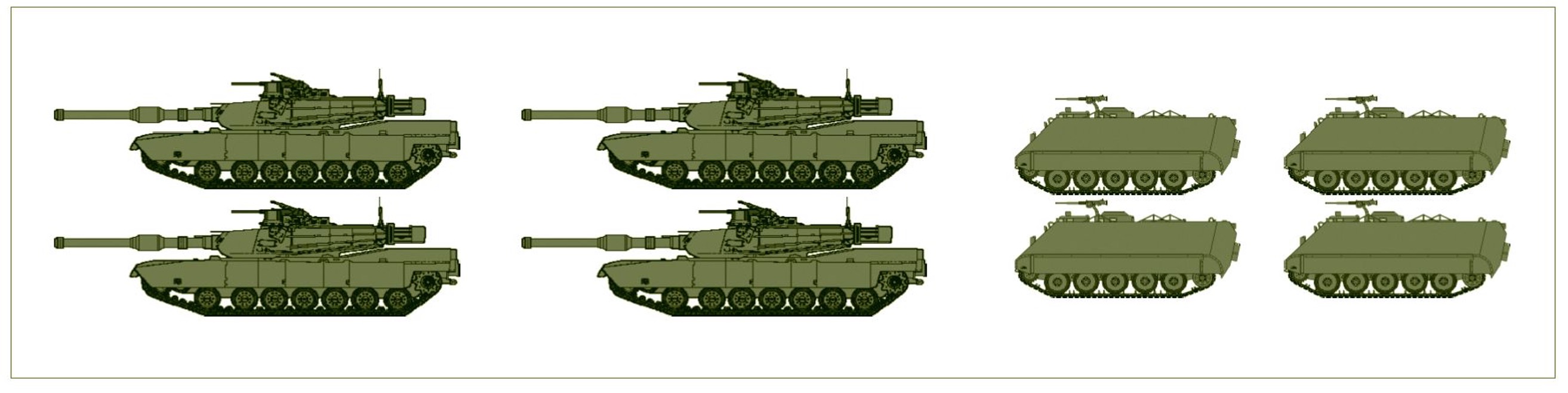 Armoured QRF Heavy image of 4 tanks and 4 troop carry APCs