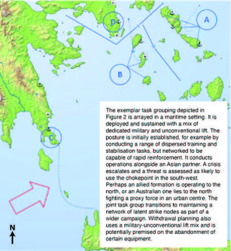 Map of the schematic concept of operations: dispersed, latent strike