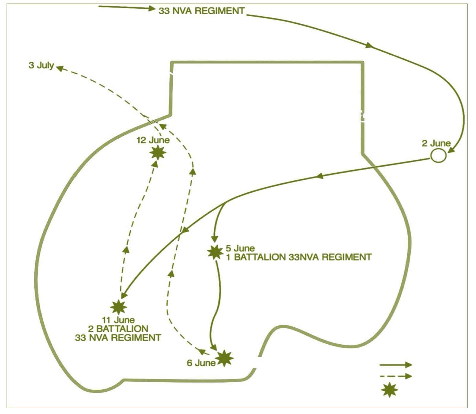 Map 3. Area of Operations (AO) Vincent, 33 NVA Regiment - 274 VC Regiment.