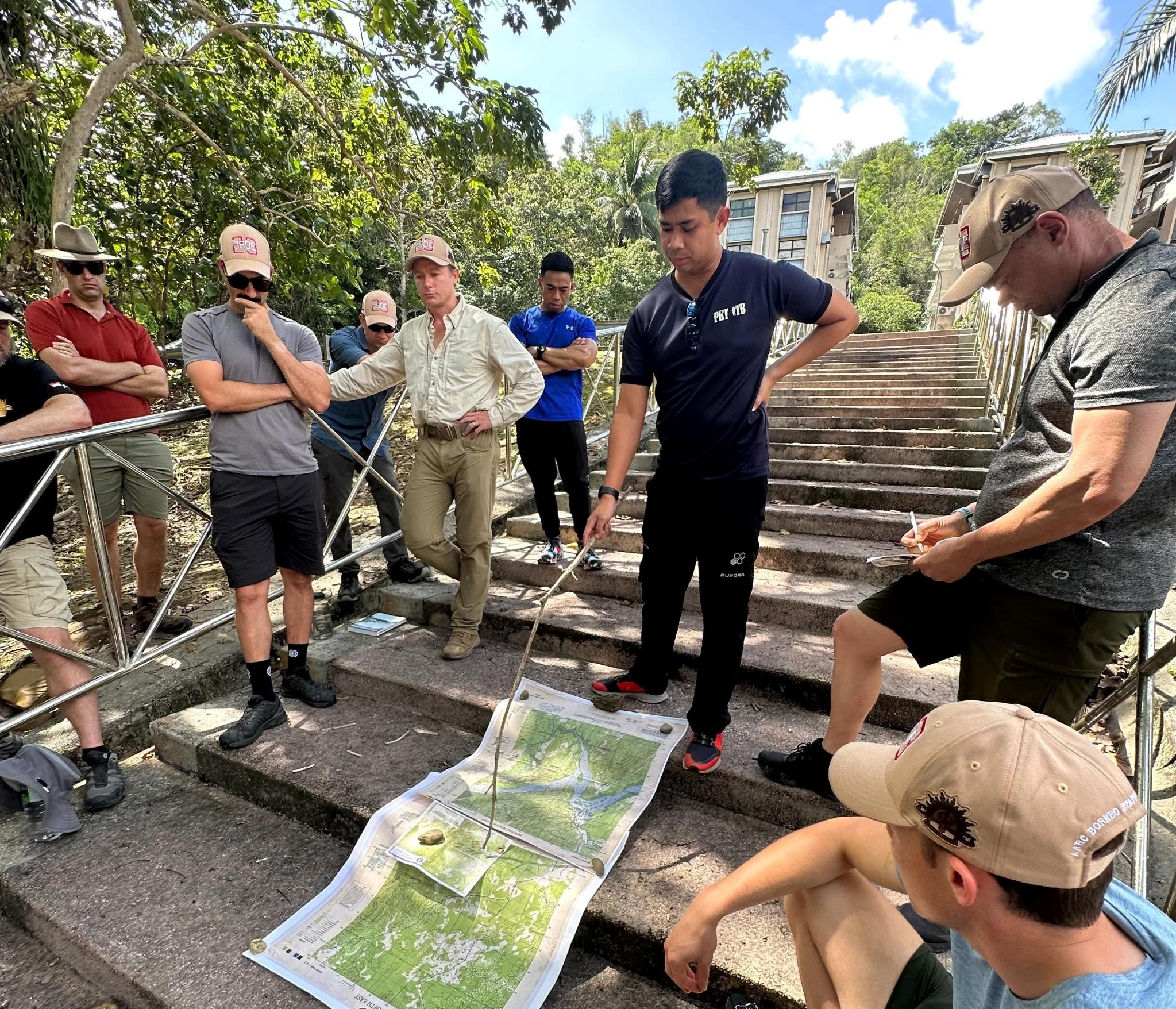 CPT Nizam, RBAF, briefs the combined staff ride and RBAF group at the conclusion of a mini-TEWT on the 2/17th Bn AIF liberation of Bander Seri Begawan on 13 Jun 45