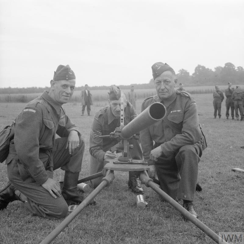 Men of 'E' Company, 20th (Sevenoaks) Home Guard with a Northover Projector at Chelsfield in Kent, July 1941.