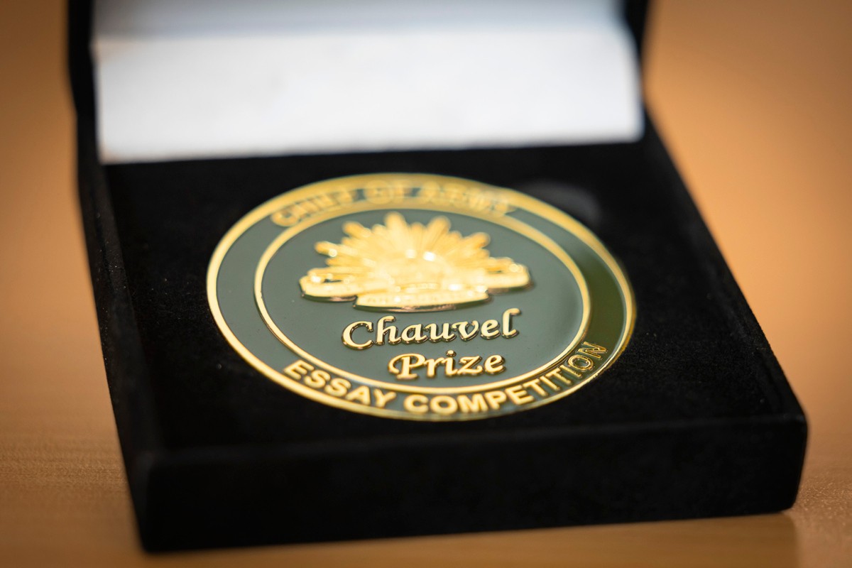 The Chauvel Prize medal, presented annually to the winner of the Australian Army Journal’s premier essay award recognising the article that best advances debate on the future of land warfare. Named in honour of General Sir Harry Chauvel, the first Australian to command a corps and a leader noted for guiding Army through major modernisation, the prize celebrates original, analytical and well argued writing that strengthens Army’s intellectual edge. The 2026 theme focuses on how Army can embed adaptability to