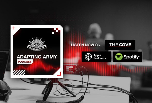 Listen to the Adapting Army podcast on the cove, apple podcasts and Spotify