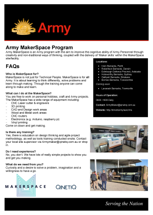 Army MakerSpace Program - Fact Sheet Flyer