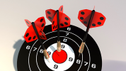 Three darts in a dartboard
