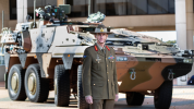 Chief of Army in front of ASLAV