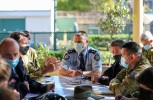 NSW Police Deputy Commissioner David Waddell and Commander Joint Task Group 629.1 Colonel Warwick Young are joined by NSW Police and ADF representatives for an interagency planning meeting at Victoria Barracks, Sydney.