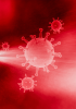 Red shaded image of a virus cell