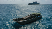 Naval vessels in open water
