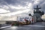 Australian Aid cargo on the deck of an Australian LHD