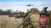A Precision Engagement Team small unmanned aerial vehicle is deployed during a live fire airbase protection scenario at the Singleton Military Training Area during Exercise Gathering Storm 21.