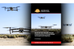 Cover image of Occasional Paper 24, by Dr Carl Rhodes; the background image shows three DJI Mavic drones in the air over an arid landscape.