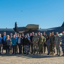 Queensland, Australia officials and military personnel of various nations toured multiple locations during exercise Talisman Sabre 2019 (TS19), July 16, 2019. During the tour, the officials and military personnel received the opportunity to ride in multiple military aircraft and vehicles, witness a TS19 amphibious landing exercise and view a military working dog demonstration. (U.S. Air Force photo by Senior Airman Ashley Maldonado).