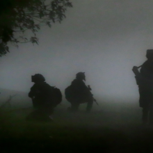 Australian Army soldiers from the 3rd Battalion The Royal Australian Regiment prepare for a dawn raid on a suspected insurgent position at the Tully Training Area on July 17 during Exercise Hamel 2014.