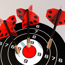 Three darts in a dartboard