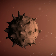 Floating virus particle