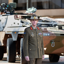 Chief of Army in front of ASLAV