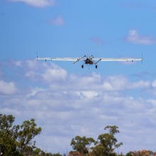 A Shadow Unmanned Aerial System from the 20th Regiment, Royal Australian Artillery, is launched at Townsville Field Training Area, Queensland.