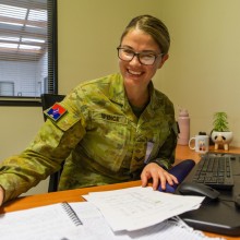 Australian Army soldier Corporal Kelly Spence from the Army Personal Support Unit for South Australia at RAAF Edinburgh in Adelaide is undertaking further studies using the Defence Assisted Study Scheme.