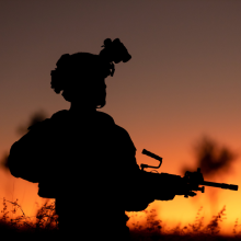Australian Army soldier Private Jyren Doria from the 3rd Battalion, The Royal Australian Regiment, patrols during Exercise Kapyong Warrior at Townsville Field Training Area, Queensland.