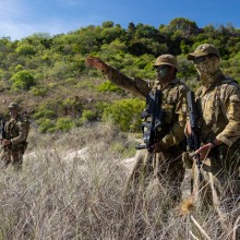Australian Army soldiers deployed on Operation Resolute conduct a long range patrol on Katers Island in remote Western Australia.
