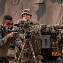 A soldier from the French Armed Forces in New Caledonia conducts weapon familiarisation training at Townsville Field Training Area, in preparation for Exercise Talisman Sabre 23.