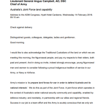 Australia’s Joint Force land Capability