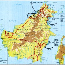 A map of Borneo showing an overview of the Oboe operations (Source: Macarthur Reports)