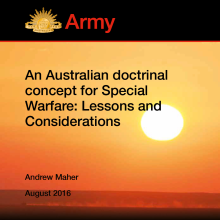 An Australian doctrinal concept for Special Warfare: Lessons and Considerations