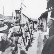 Australian troops of the British Military Mission 204 march to the front in Jiangxi province - Australian War Memorial (AWM).