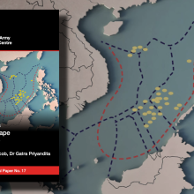 Occasional Paper 17 in foreground on left half of image; background is a map of South-East Asia with routes and markers (the image from the cover of OP 17).